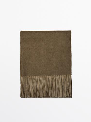 Zara 100% wool double-faced scarf - Green