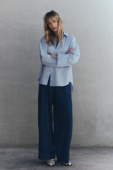 BASIC POPLIN SHIRT - Sky blue by Zara - Image 0