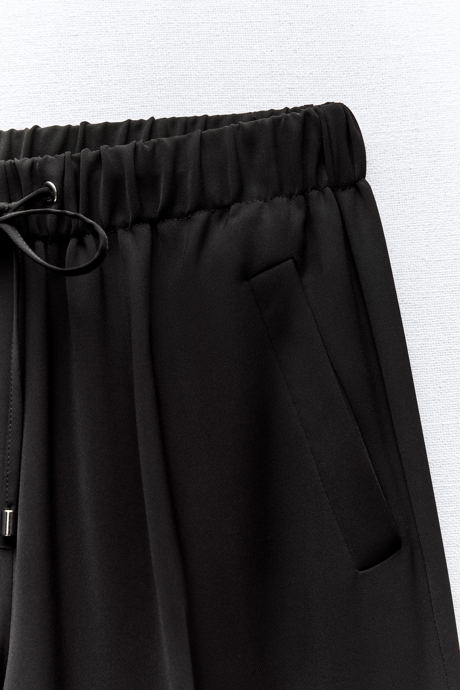 Zara Women's Geometric Print Elastic Waist Wide Leg Pants Black Size X -  Shop Linda's Stuff