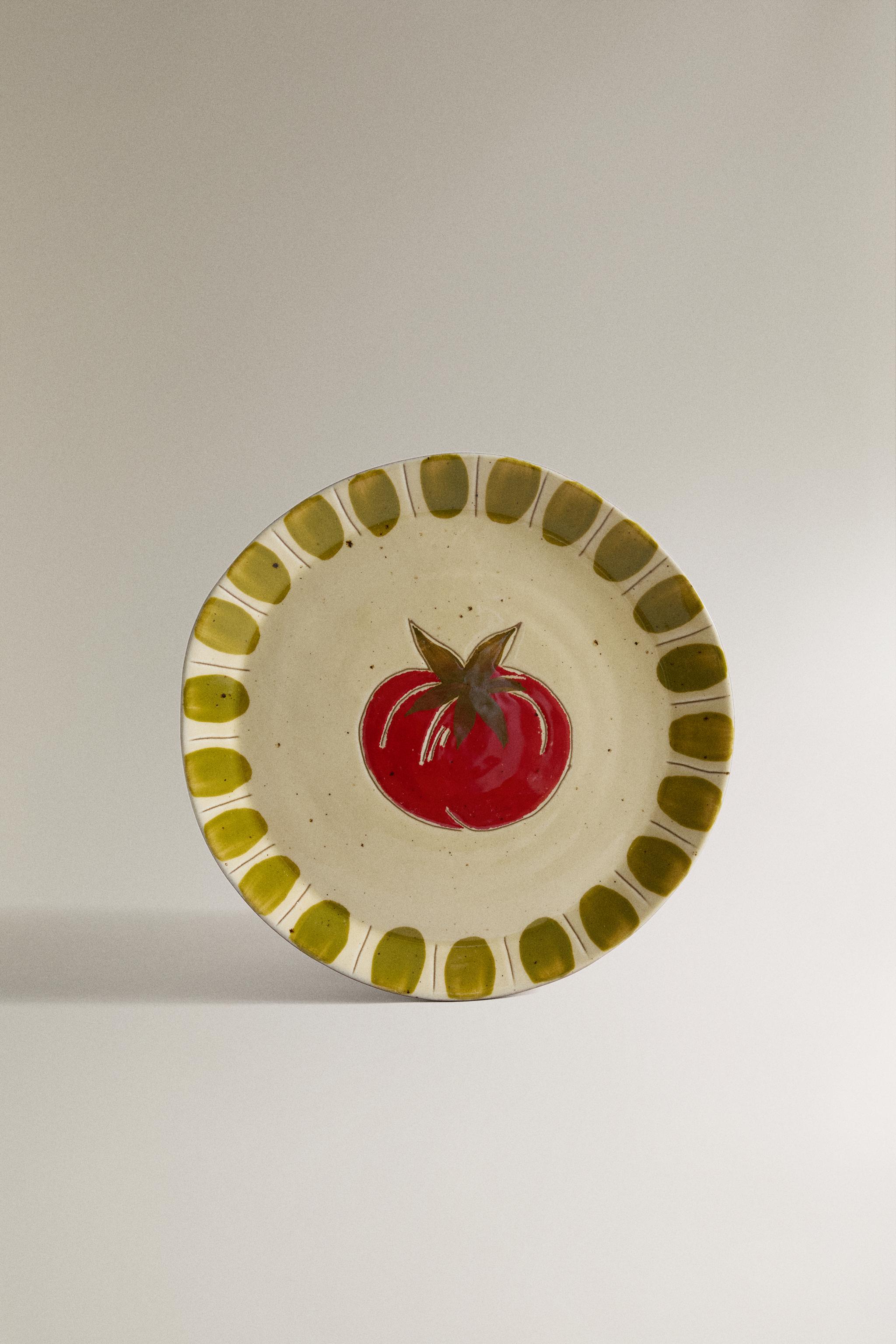 FRUIT EARTHENWARE DESSERT PLATE — Red (alternate view)