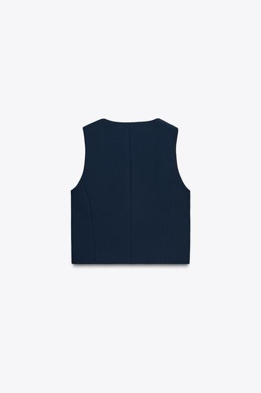 GILET LISERÉ FANTAISIE - Bleu marine de Zara - Image 5