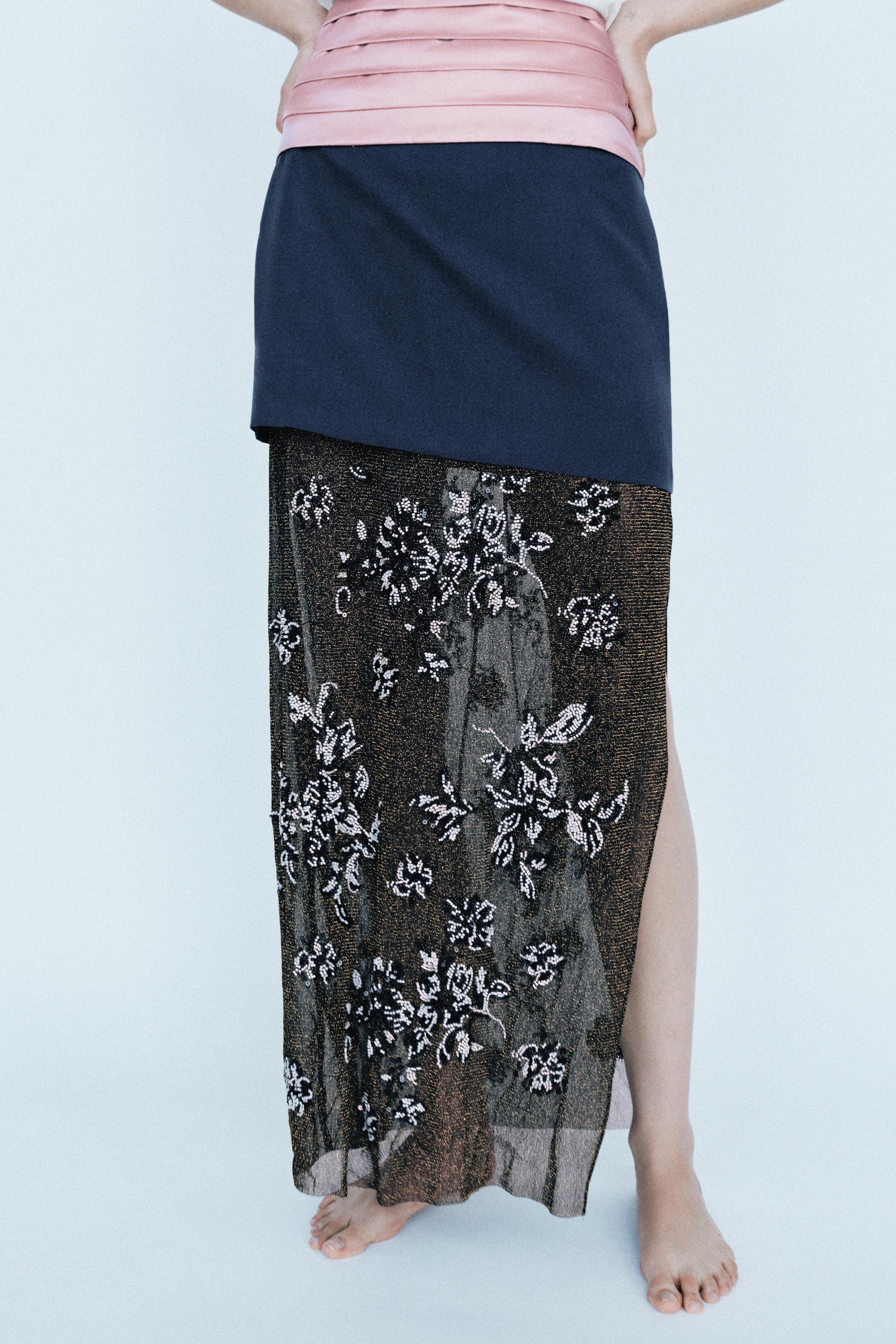 BEADED COMBINATION SKIRT