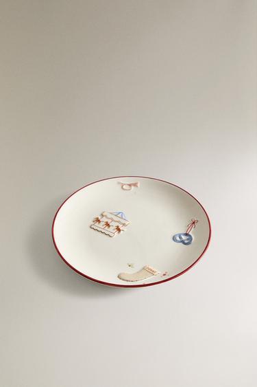 CHILDREN'S STONEWARE CHRISTMAS PLATE - Multicoloured by Zara - Image 1