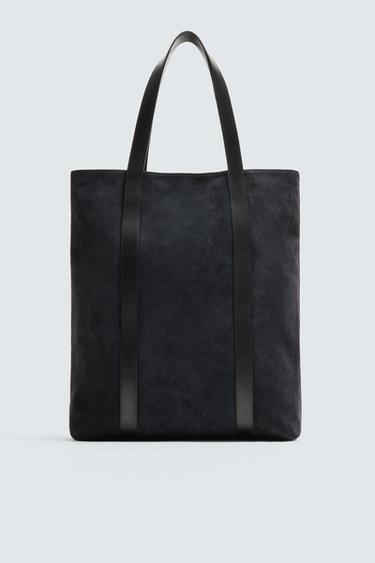 BOLSO SHOPPER PIEL - Azul de Zara
