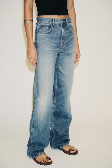 JEAN TRF À JAMBES LARGES TAILLE HAUTE LONGUEUR CHEVILLE - Bleu de Zara - Image 1