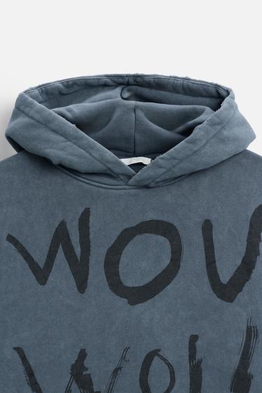 PRINTED TEXT HOODIE - Blue by Zara - Image 9
