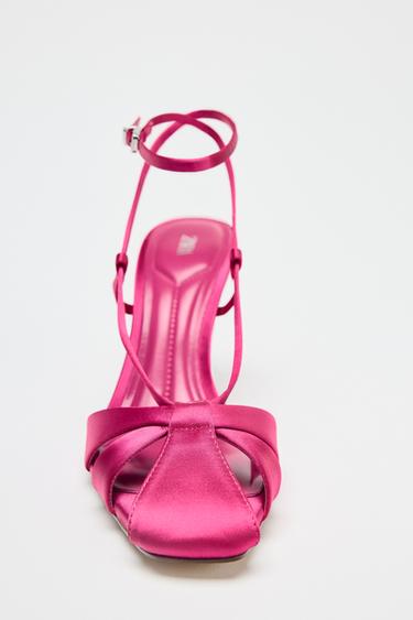 SANDALES À TALONS EFFET SATINÉ - Fuchsia de Zara - Image 3