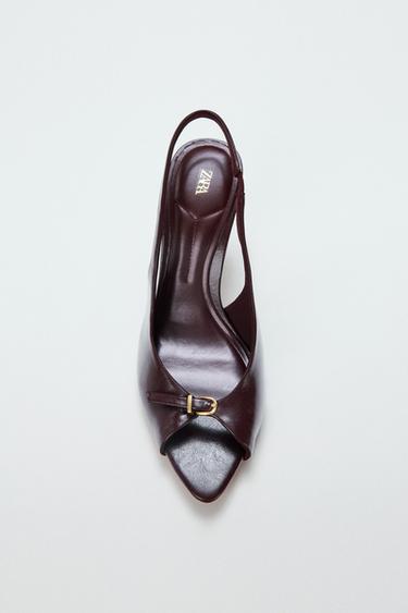 BUCKLED SLINGBACK SANDALS - Burgundy Red by Zara