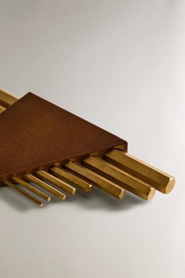 SET OF 8 STEEL ALLEN KEYS WITH WOODEN STAND - Golden by Zara - Image 3