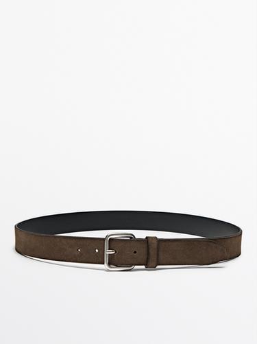 Cinturón piel serraje sombreado - Negro oro de Zara