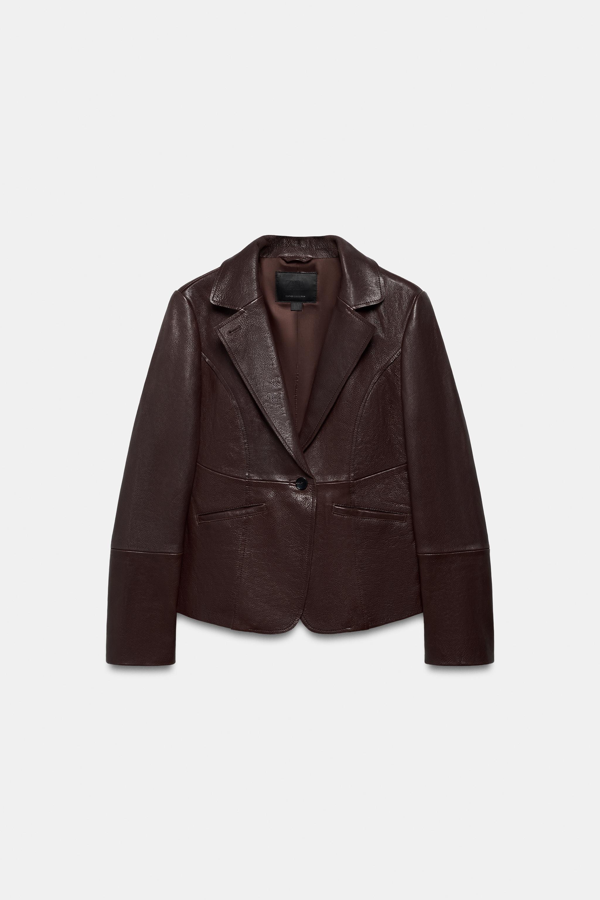 ZW COLLECTION LIMITED EDITION LEATHER TAILORED BLAZER - Brown