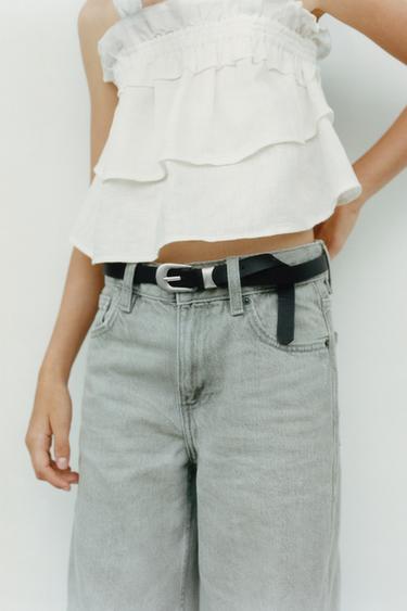 LEATHER-EFFECT BELT - Black by Zara
