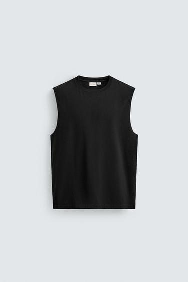 LIGHTWEIGHT RELAXED FIT TANK TOP - Black by Zara