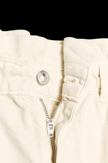 Z1975 DENIM PAPERBAG BERMUDA SHORTS WITH BELT - Ecru by Zara