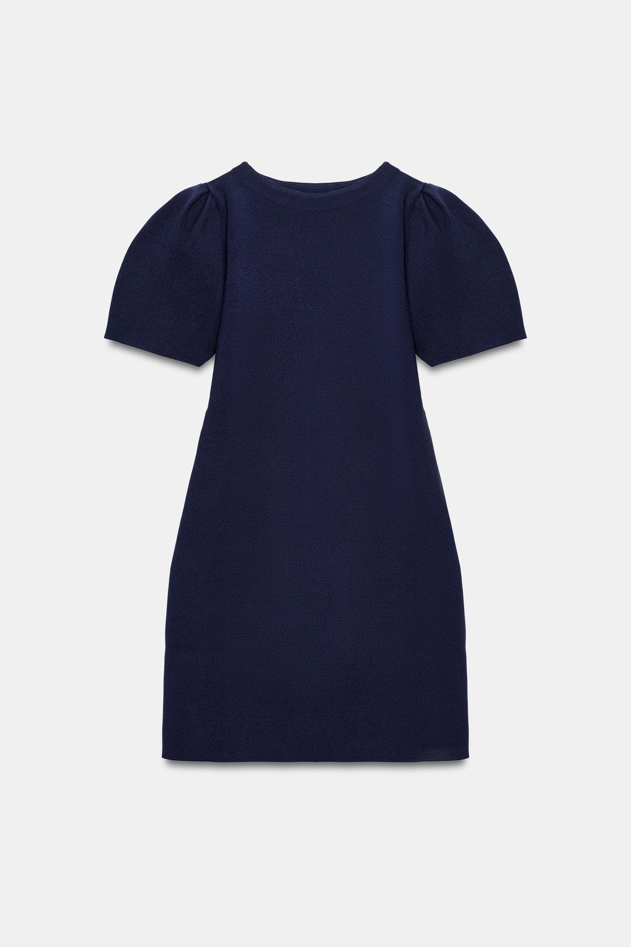 KNIT BALLOON SLEEVE MINI DRESS