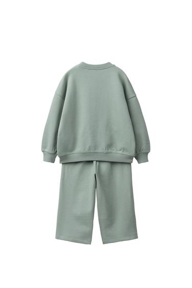 ENSEMBLE JOGGING SWEAT-SHIRT ET PANTALON INSCRIPTION - vert délavé de Zara - Image 1