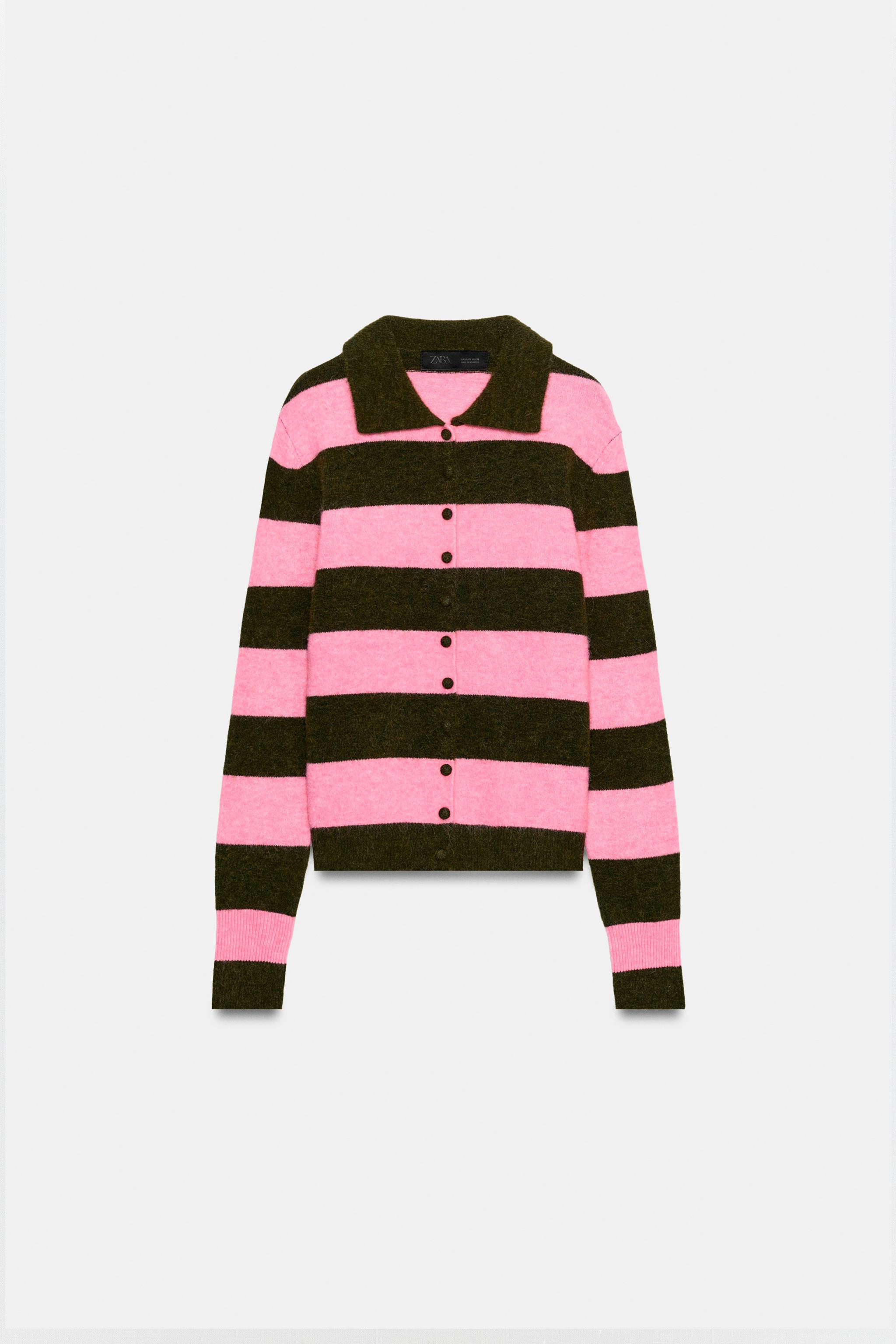 STRIPED KNIT POLO JACKET