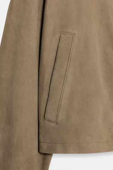 VESTE 100 % CUIR COL CHEMISE - Beige de Zara - Image 6