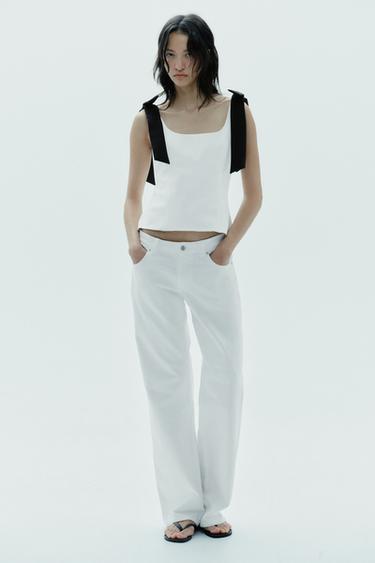 STRETCH TOP WITH BOWS - White by Zara - Image 0