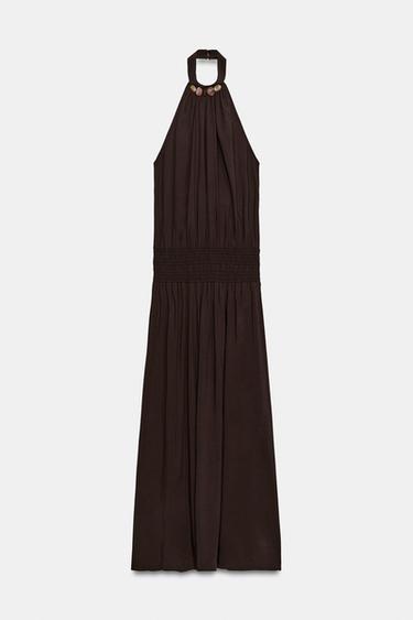 ROBE HALTER FANTAISIE - Marron de Zara - Image 10