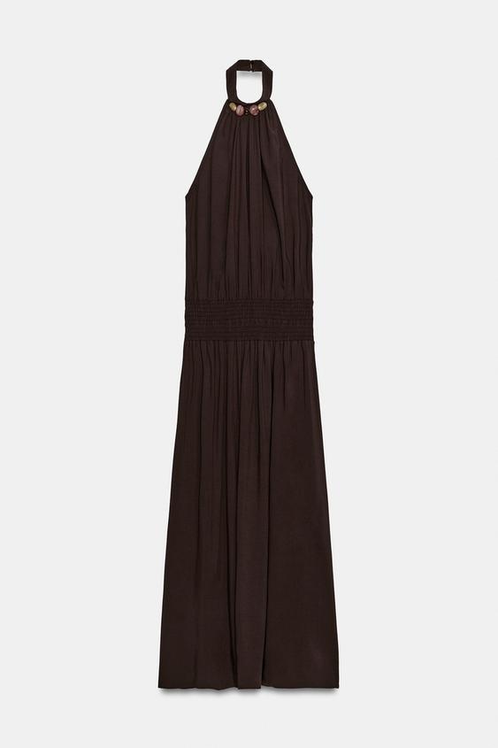 ROBE HALTER FANTAISIE - Marron de Zara - Image 10