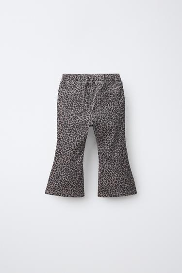 ANIMAL PRINT FLARE JEANS — Black 2