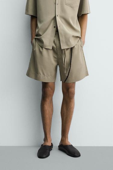 Zara 褪色效果休閒版短褲 - 米色