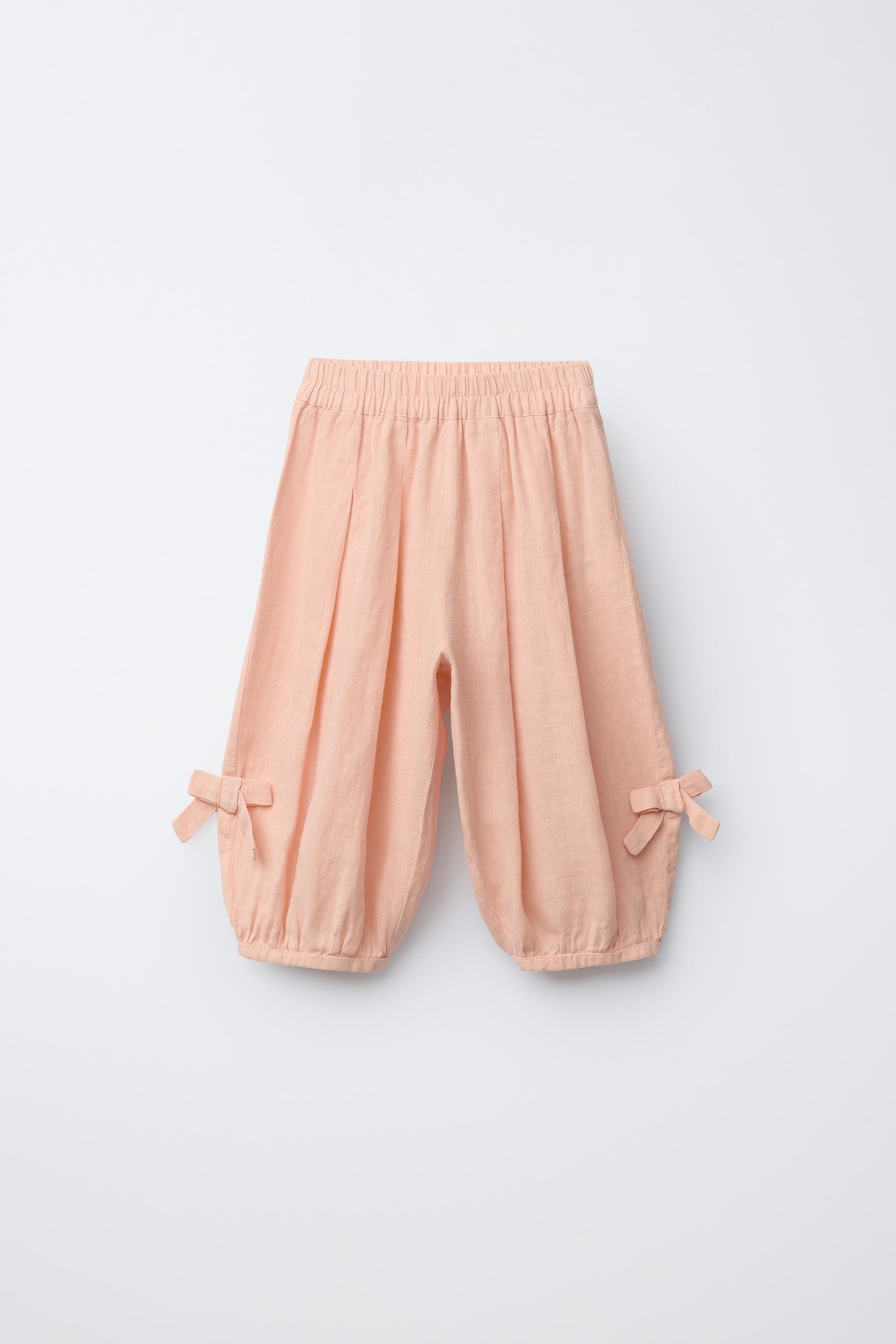 PANTALON BOUFFANT 100% LIN AVEC NŒUDS