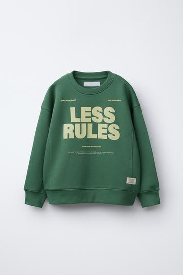 SLOGAN PRINT SWEATSHIRT - Green by Zara