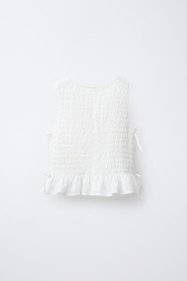 ELASTICATED BOW TOP - White by Zara - Image 1