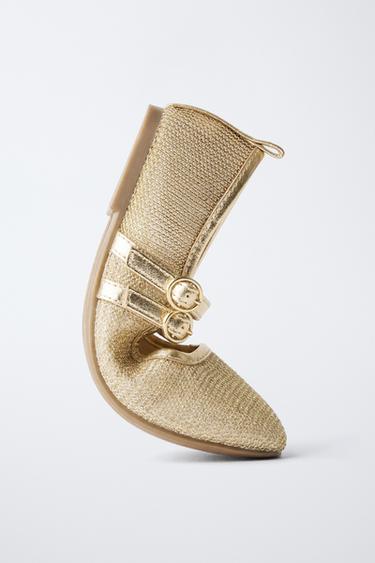 BALLERINES DOUBLE BRIDE MÉTALLISÉES - Or de Zara - Image 7