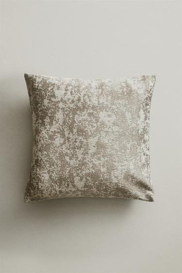 FLORAL JACQUARD CUSHION COVER - Silver by Zara