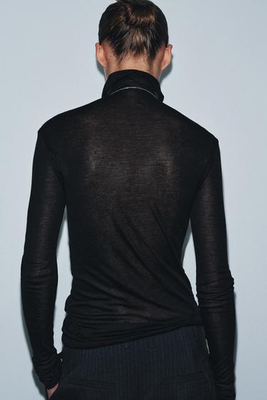 Zara SUPIMA® COTTON T-SHIRT - Black