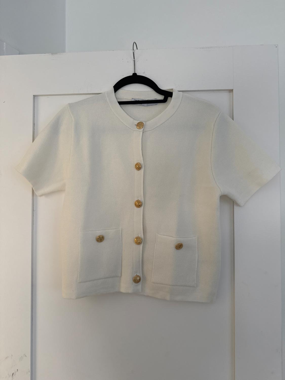BASIC SHORT SLEEVE KNIT CARDIGAN