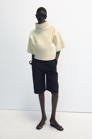 JERSEY PUNTO HOMBRERAS MANGA CORTA - Mantequilla de Zara
