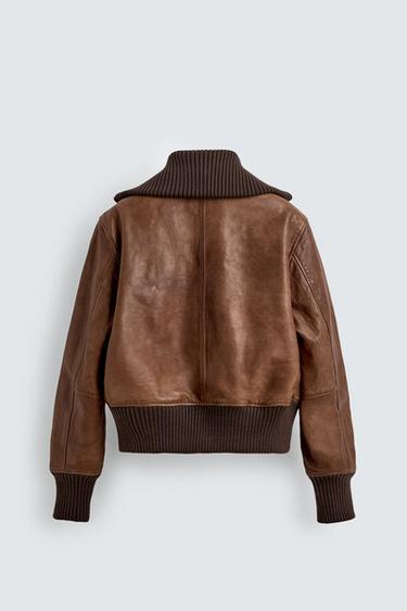 REGULAR FIT LEATHER JACKET - Toffee by Zara - Image 6