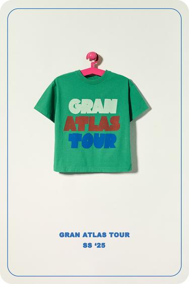 CAMISETA ESTAMPADO TEXTO - Verde medio de Zara