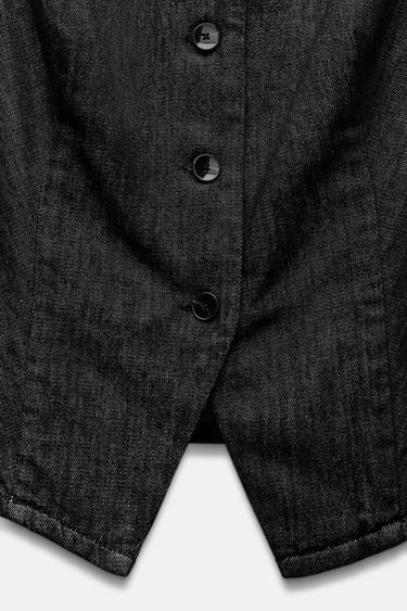Zara DENIM TRF VEST - Anthracite grey