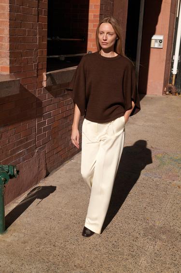 KNIT WIDE SLEEVE JUMPER - Brown by Zara