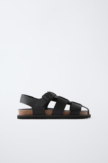 LEATHER CAGE SANDALS - Black by Zara - Image 0