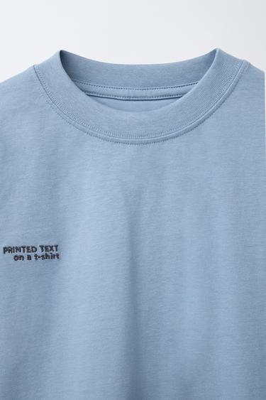 HEAVY WEIGHT EMBROIDERED SLOGAN T-SHIRT - Sky blue by Zara - Image 2