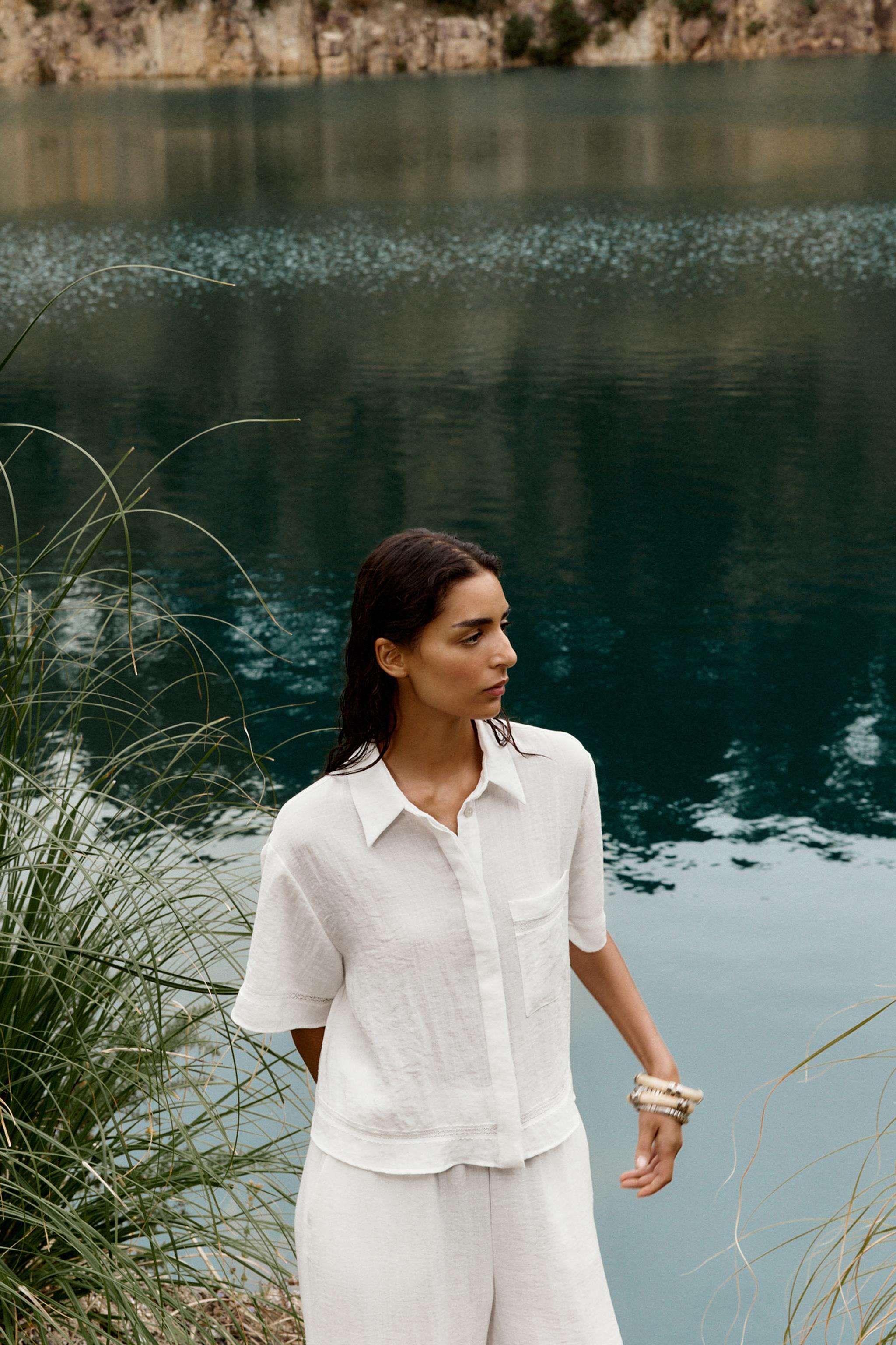 HEMSTITCH SHORT SHIRT - Oyster-white | ZARA United States