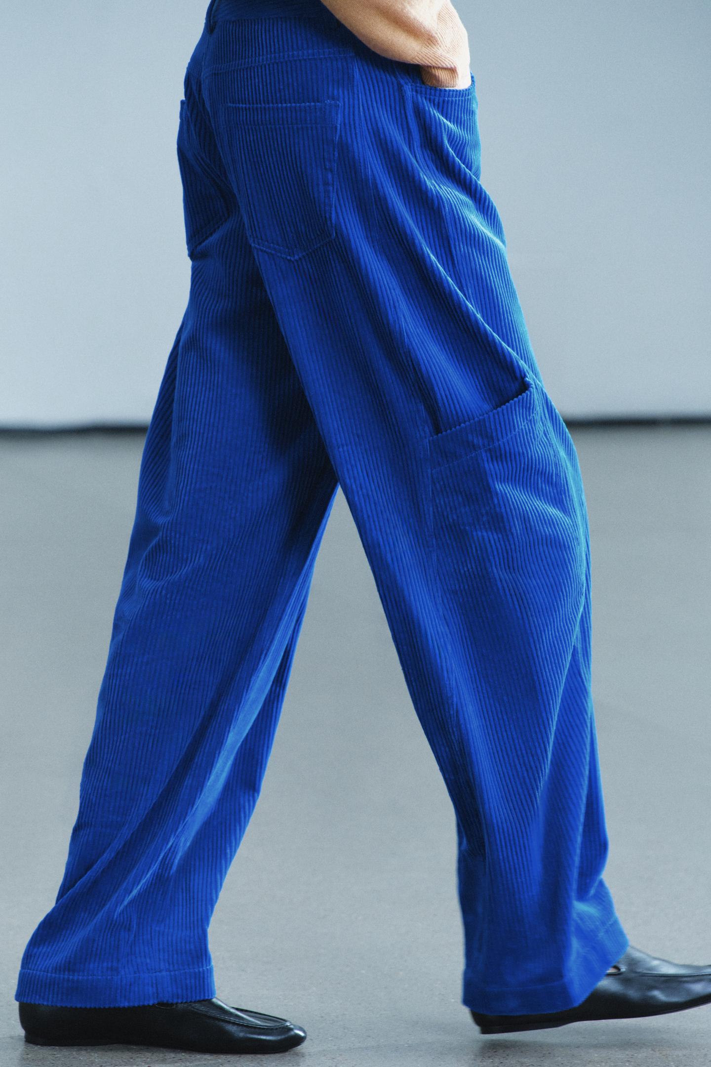 Женские брюки Zara ZW Collection Corduroy Pocket, цвет: Голубоватый — фото 5