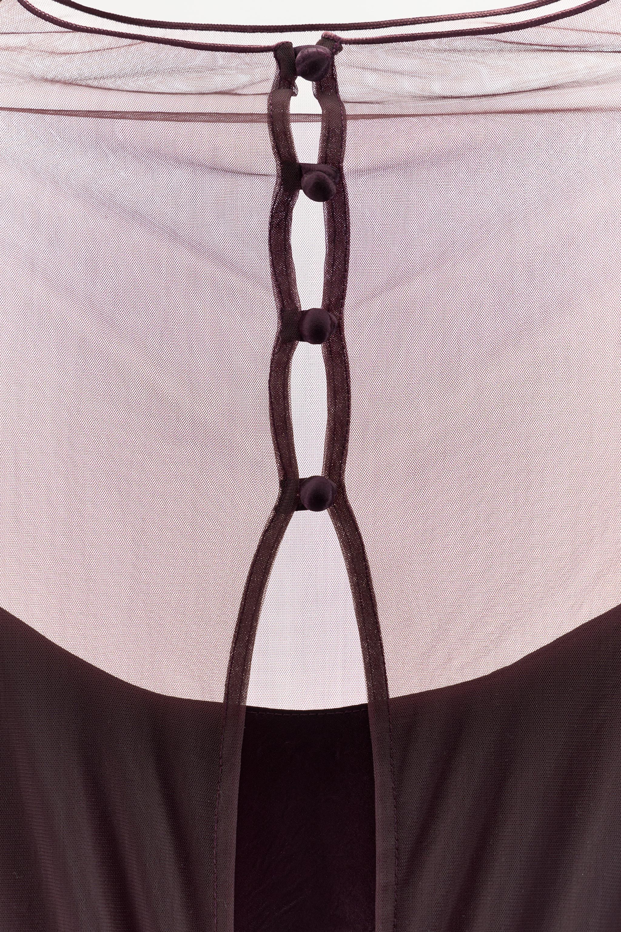 LONG SATIN EFFECT MESH DRESS