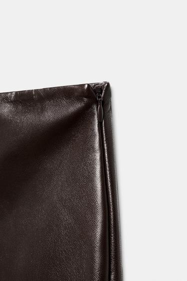 JUPE MIDI 100% CUIR ZW COLLECTION - Marron de Zara - Image 7