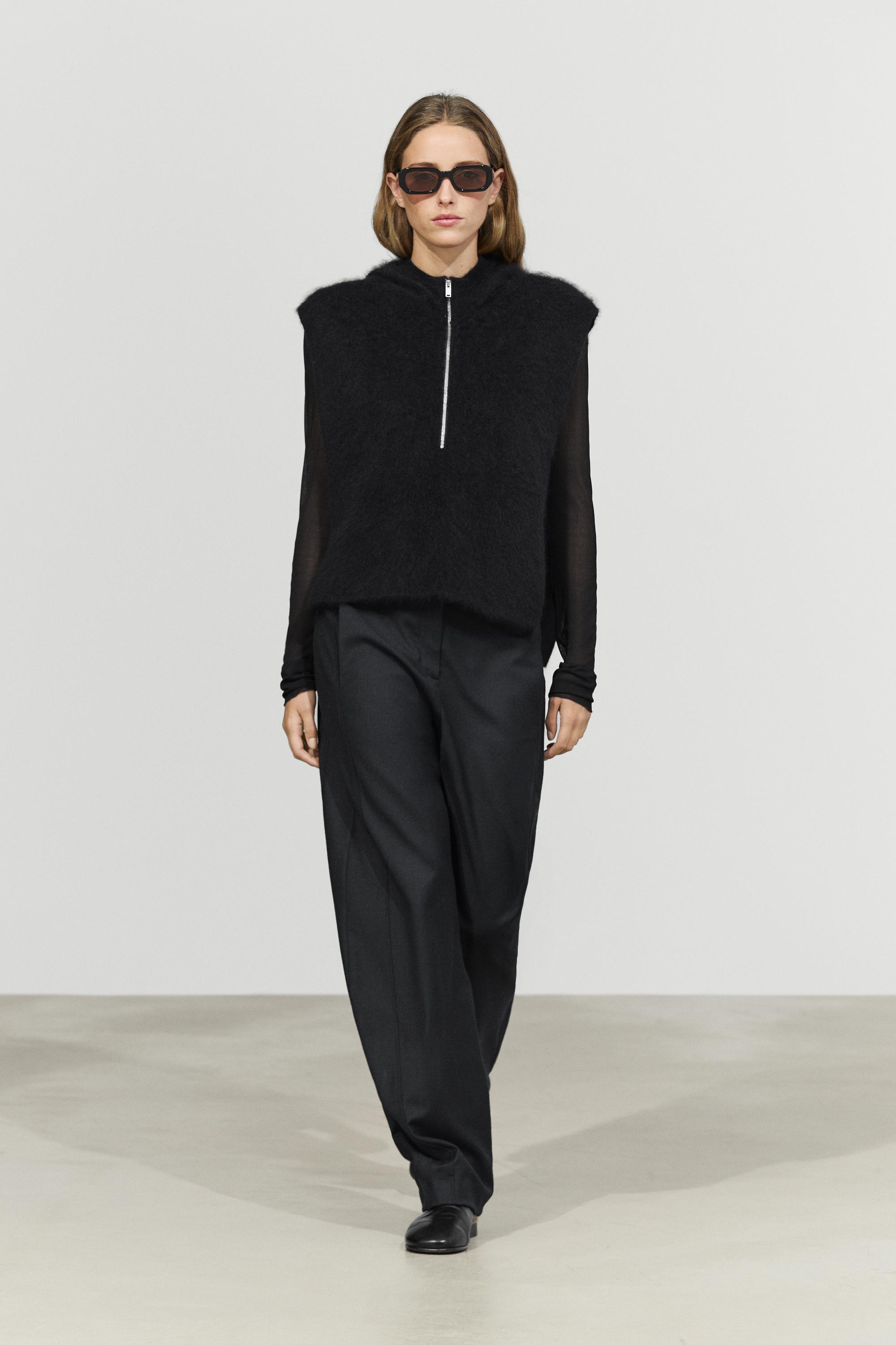 100% cashmere hooded knit vest - Black | ZARA Canada