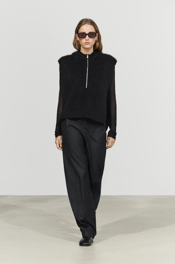 Zara 100% cashmere hooded knit vest - Black - Image 0