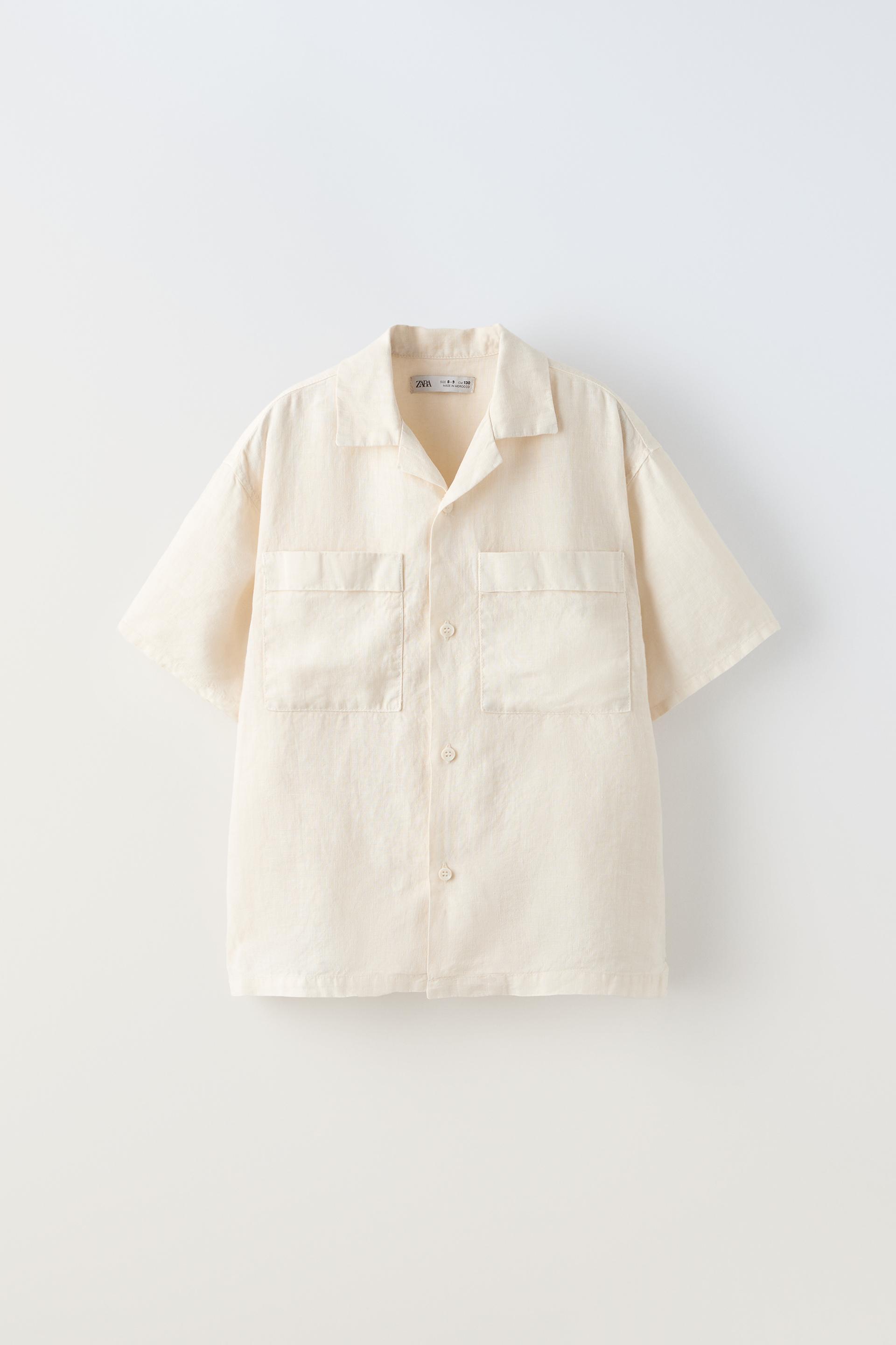 LINEN SHIRT WITH POCKETS Ecru ZARA Turkey