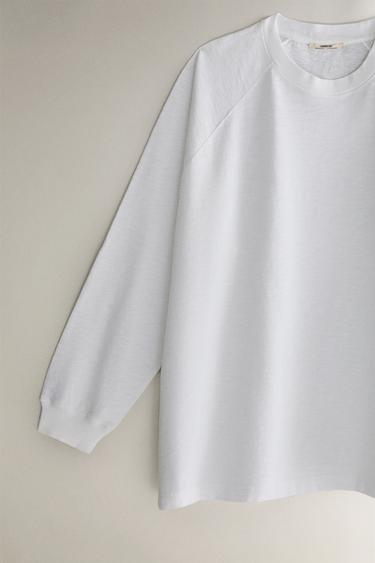 T-SHIRT MANCHES LONGUES - Blanc de Zara - Image 2