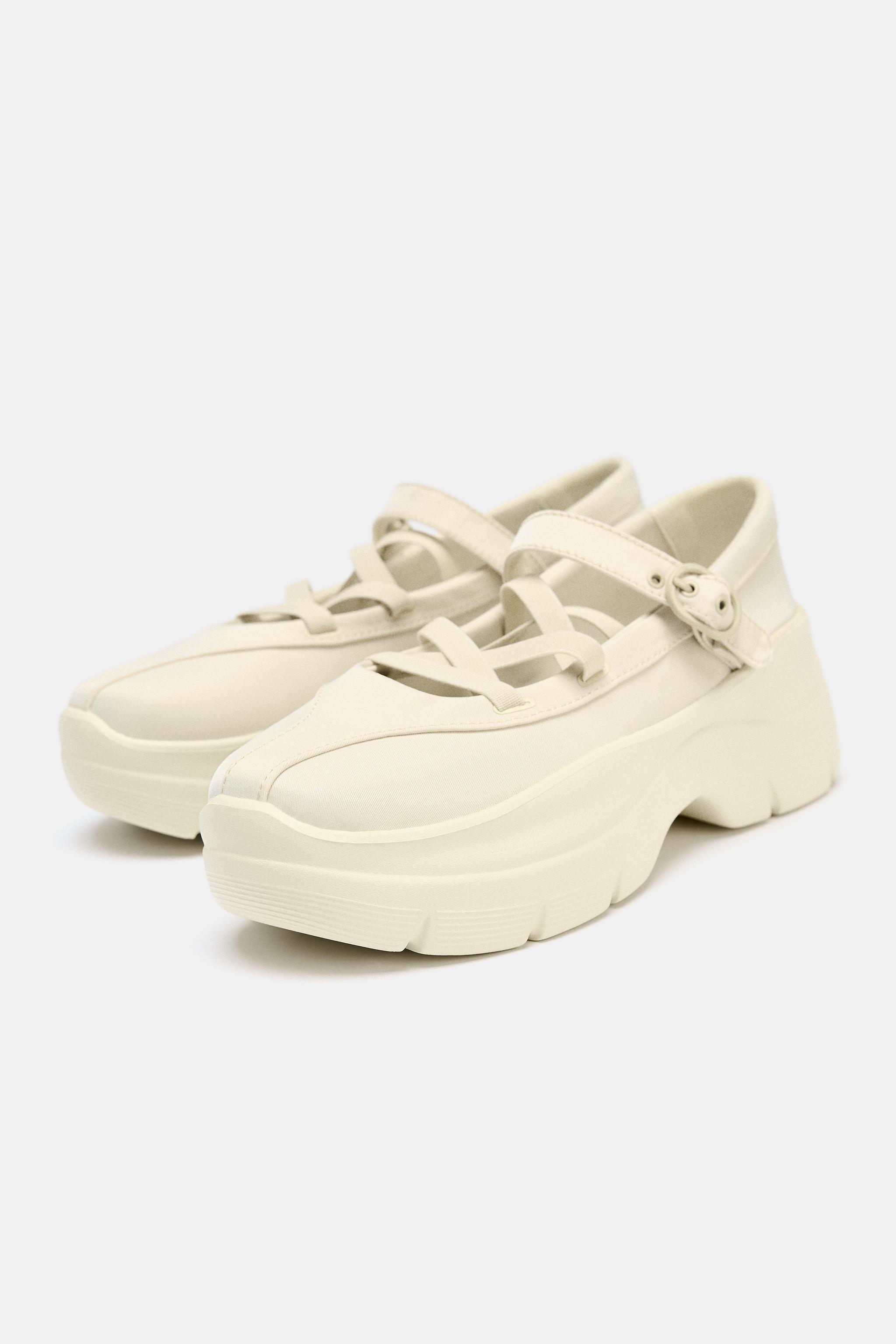 ストラップ付きスポーティバレリーナシューズ - エクリュ | ZARA Japan